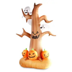 G128 8 ft Halloween Haunted Tree with Ghosts and Pumpkins Inflatable Decor with LED Lights, Halloween Outdoor Holiday Yard Decoration, Fast Inflate, Weather-Resistant, Outdoor Use