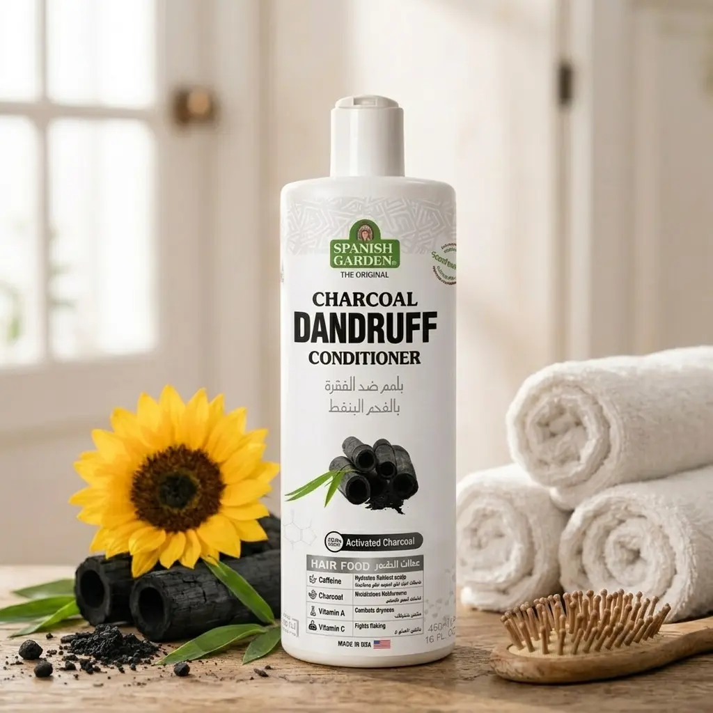 Spanish Garden Activated Charcoal Dandruff Conditioner – Anti-Itch Conditioner for Flake-Prone Scalp, Controls Oil & Buildup, Sulfate-Free – 16 fl oz, Haircare, Cleansing
