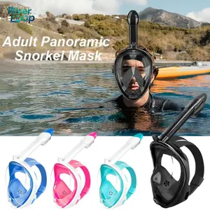 Full Face Snorkel Mask for Adults & Youth - 180° Panoramic View, Latest Dry Top Breathing System, Foldable Diving Mask with Camera Mount, Anti-Leak & Anti-Fog Design Snorkeling Gear