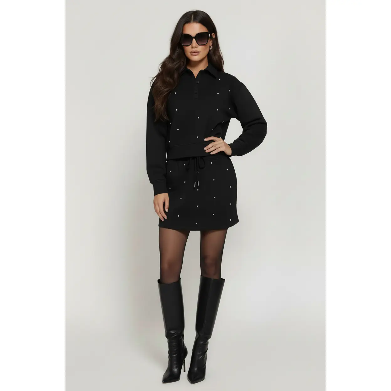 Embellished Scuba Mini Skirt