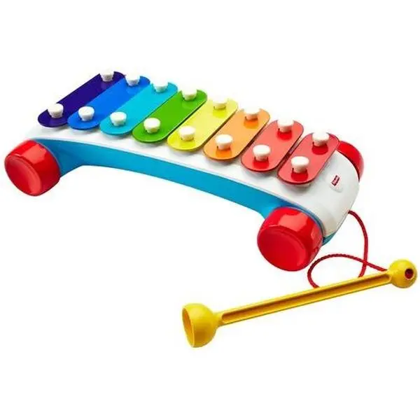 Fisher Price Classic Xylophone Collectible Pull Toy - Rainbow Keys, Rolling Wheels, 0-3 Years Kids Musical Instrument, 11.3 x 5.5 x 6.3 Dimensions