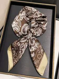 Vintage Almond Floral Print Scarf, Versatile Neck Tie & Bag Wrap, Perfect for Travel, Dates, Fashion Accessories, Paisley Print Scarf