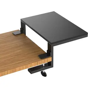 Clamp-On Desk Extender & Monitor Shelf – 15" x 9.8" Space Booster, Freestanding or Clamp Mount, Holds 44 lbs, No Drill Desktop Organizer for Office/Gaming, Black