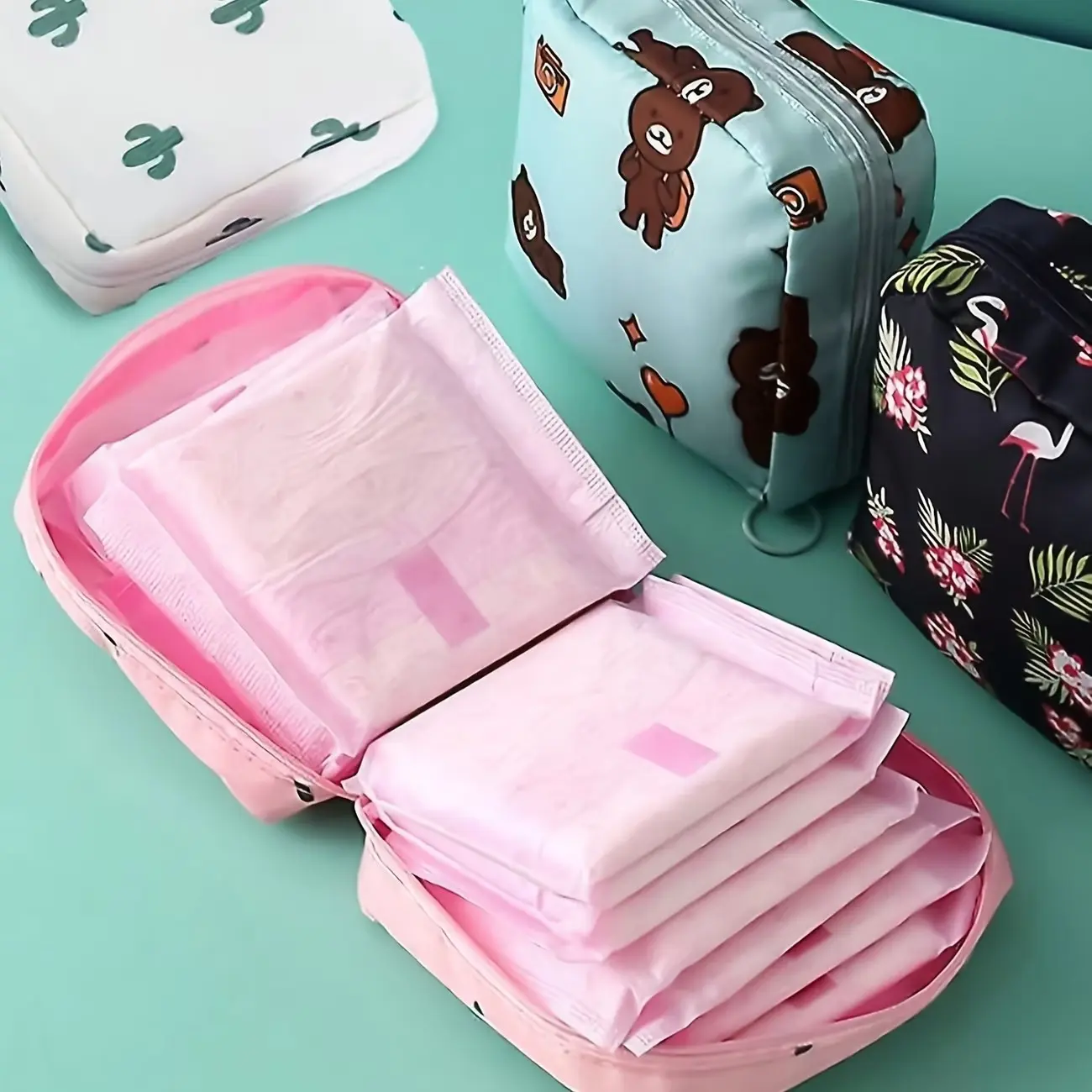 Portable Sanitary Pad Pouch, Zipper Oxford Cloth Menstrual Pad Bag, Fashionable Multi-Functional Travel Organizer, Ideal Christmas Gift, Travel Organizer Bags, Storage Pouches, Travel Accessory