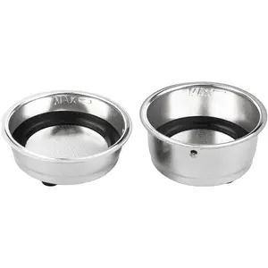 2 count Coffee Filter Basket, 51mm Pressurized Coffee Filter Cups Strainer Stainless Steel With Strainer, Coffee Detachable Espresso Machine Portafilter Basket Replacement for  Office (Single+Double)