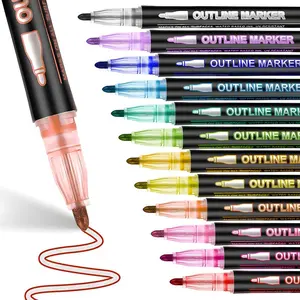 Outline Shimmer Markers - 8-36 Glitter Metallic Gel Mark Pens, Art Craft Supplies for Birthday Girls Ages 4+, Festive Christmas Party Bag Gifts for Home & School Journaling