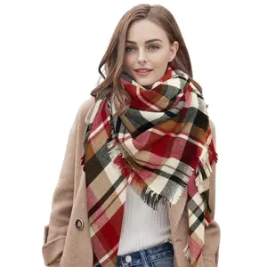Plaid Scarf, Winter Fall Scarfs for Women, Warm Soft Chunky Large Blanket Wrap Shawl Oversized Scarves Gift For Women