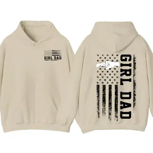 Father Daughter Bond Hoodie, Girl Dad Graphic Pullover with Flag and Fist Bump, Funny Father’s Day Hoodie, Best Dad Ever Gift, Casual Trendy Men’s Streetwear