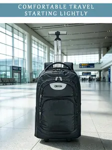 Large Capacity Rolling Backpack, Wheeled Casual School Bag, Portable Bookbag for Travel, Carry-On Dual Shoulder Bag