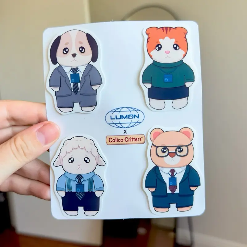 Severance x Calico Critters | Cute Art One Sided Premium Glossy Sticker Sheet | Sylvanian Families Mark S Helly R Dylan G Irving B Lumon