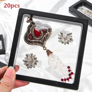 20/40 Pieces 3D Suspension Display Box - Dustproof Jewelry Storage Box with Elastic Film, Transparent Hanging Storage for Necklaces, Bracelets, Rings and Earrings; Durable Plastic Gift Box for Retail and Personal Use, Jewelry Case with Protective Film, Id