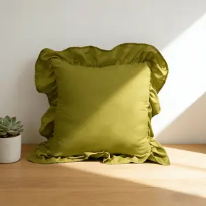 New Pure Color Ruffled Pillow, 18x18 Inch Cushion for Sofa and Bed, Holiday Decoration Suitable for Living Room and Bedroom