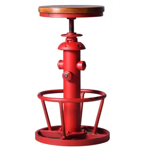 Industrial Bar Stools Vintage Swivel Bar Chairs 24.8-30.7inch Height Adjustable Farmhouse Kitchen Counter Island Stool Fire Hydrant Design Pub Stool