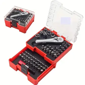 1/4" Mini Ratchet Set (58-Piece), Small Ratchet Wrenches Set, Ratchet Screwdriver Bit Set, Mini Socket Set, Phillips/Slotted/Hex/Square/Tamperproof/Torx Bit Set