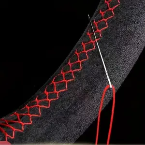 Car Steering Wheel Cover, 1 Count Handmade Sewing PU Leather Steering Wheel Cover with Fur Flip, Non-slip Sweat-absorbing Steering Wheel Cover, Car Interior Decorative, Car Interior Accessories