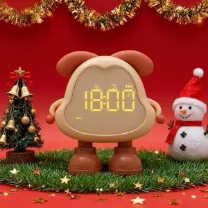 DORA Dog Alarm Clock, LED Digital Sleep Trainer Clock, Dual Alarms, Week Display, Countdown, 6 Ringtones, Timed Night Light, Adjustable Volume & Screen, Snooze Function, Rechargeable Cute Puppy Clock, Ideal Gift for Students Teens Boys Girls