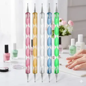 Professional Nail Art Tool Kit: Stainless Steel Dotting Pens, Creative Polka Dot Design Brushes, Multi-Purpose Embossing Sculpting Pens, and 3D Relief Art Accessory Set for DIY Nail Designs, Beginner Manicure Kit, Nail Manicure Kit