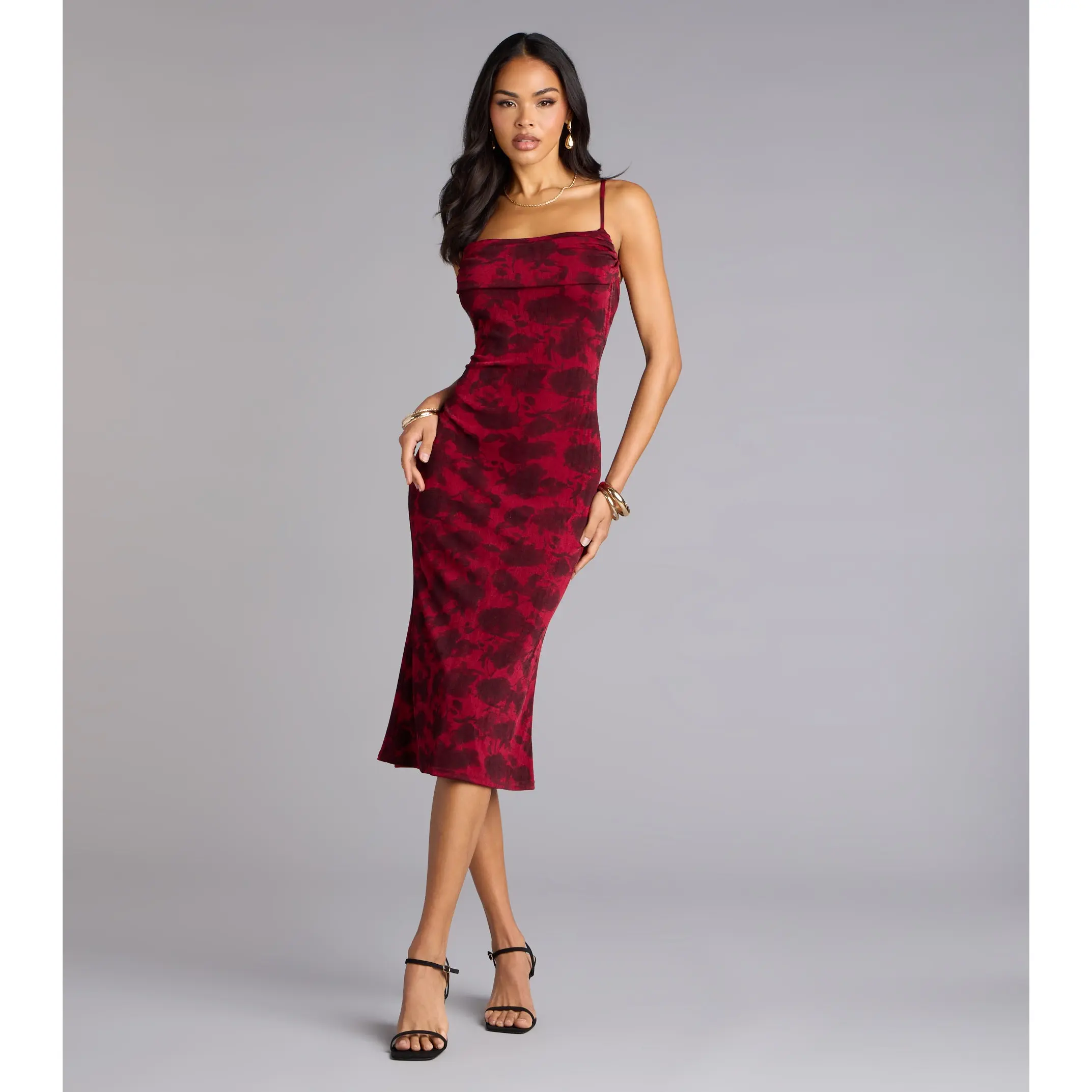 Scarlet Soire Jacquard Midi Dress - TikTok Shop