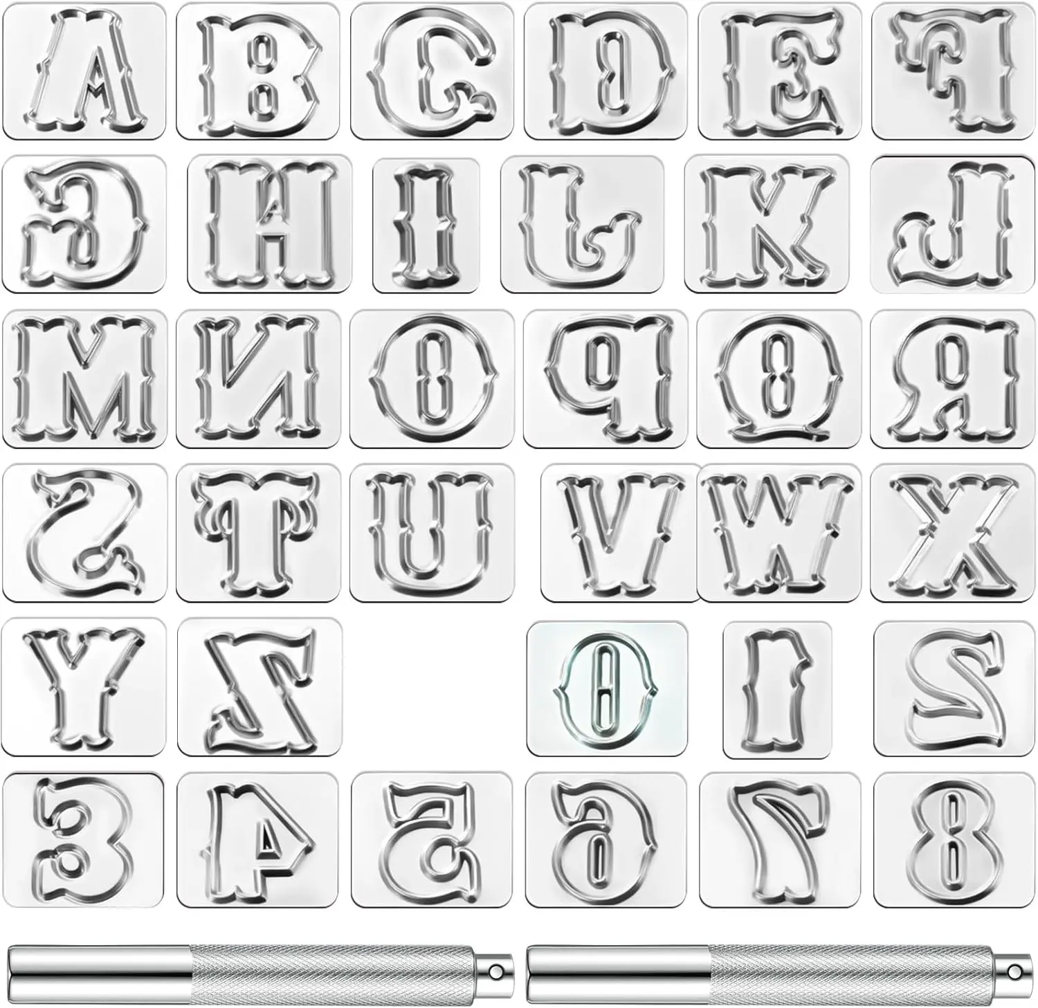 37 Pcs 19mm Leather Stamping Tools Leather Stamp Kit Including Alphabet Capital Number Letters and Punch Tools for DIY Leathercraft Marking Craft