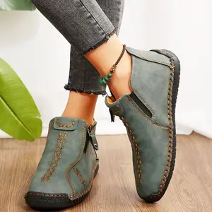 Women's Short Boots Fashion Side Zipper Design Classic Workwear Style Slip Resistant Durable Casual Boots.Gift