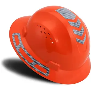 Full Brim Safety Hard Hat, Vented Construction Hard Hat with Adjustable Fit, Lightweight Industrial Hard Hat for Men & Women, Hi-Viz Reflective Work Hat