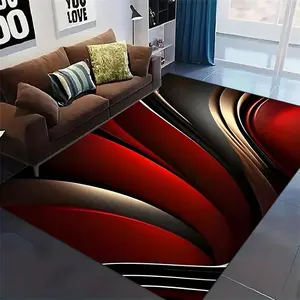 One Piece 3D Visual Red Collection Abstract Line Pattern Square Rug Suitable for bedroom and living room decoration, indoor use Modern Abstract Rug