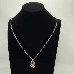 10K  Gold Chain Necklace with Enamel Pendant for Women