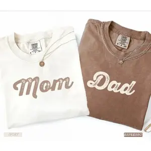 Comfort Colors Dad Mom T-Shirt, Matching Mom & Dad Est Shirt, Baby Reveal Outfit, Mother's Day Gift, New Mama And Dada Tee, Pregnancy Announcement Couple Tee