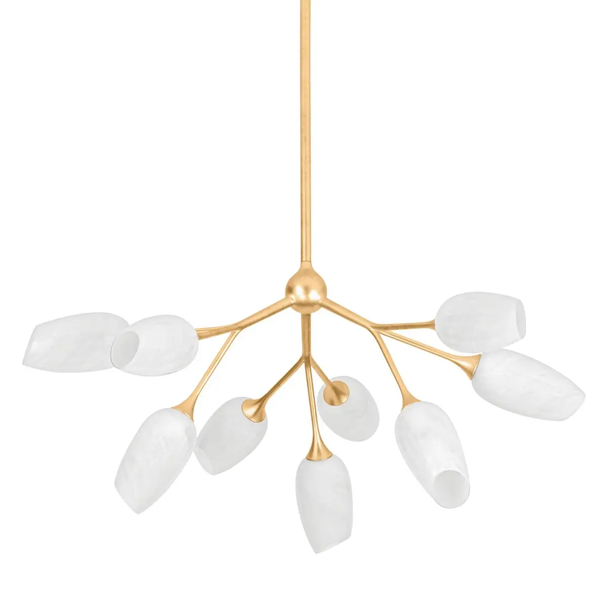 Aldean Chandelier 18-Light Vintage Gold Leaf Fixture with Cloud Glass Shades
