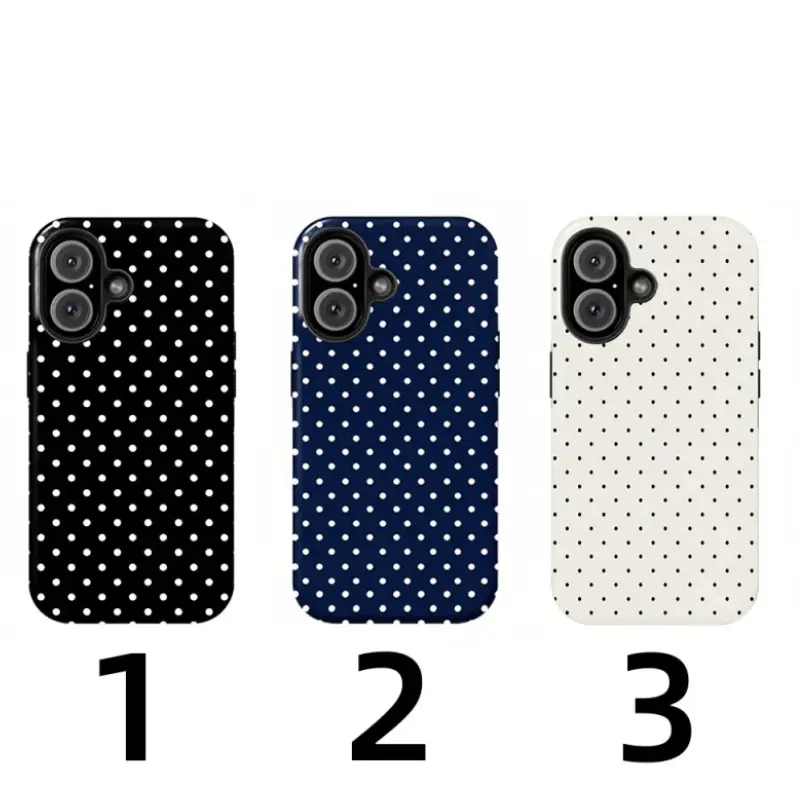 Black, Blue, White, polka dot phone cases,Best Phone caseCompatible with iPhone 11-17 Max Pro, Galaxy S23-S26Plus Ultra FE,Smart phone cases, shockproof, protective cases, outer cases, double-layer protective cases