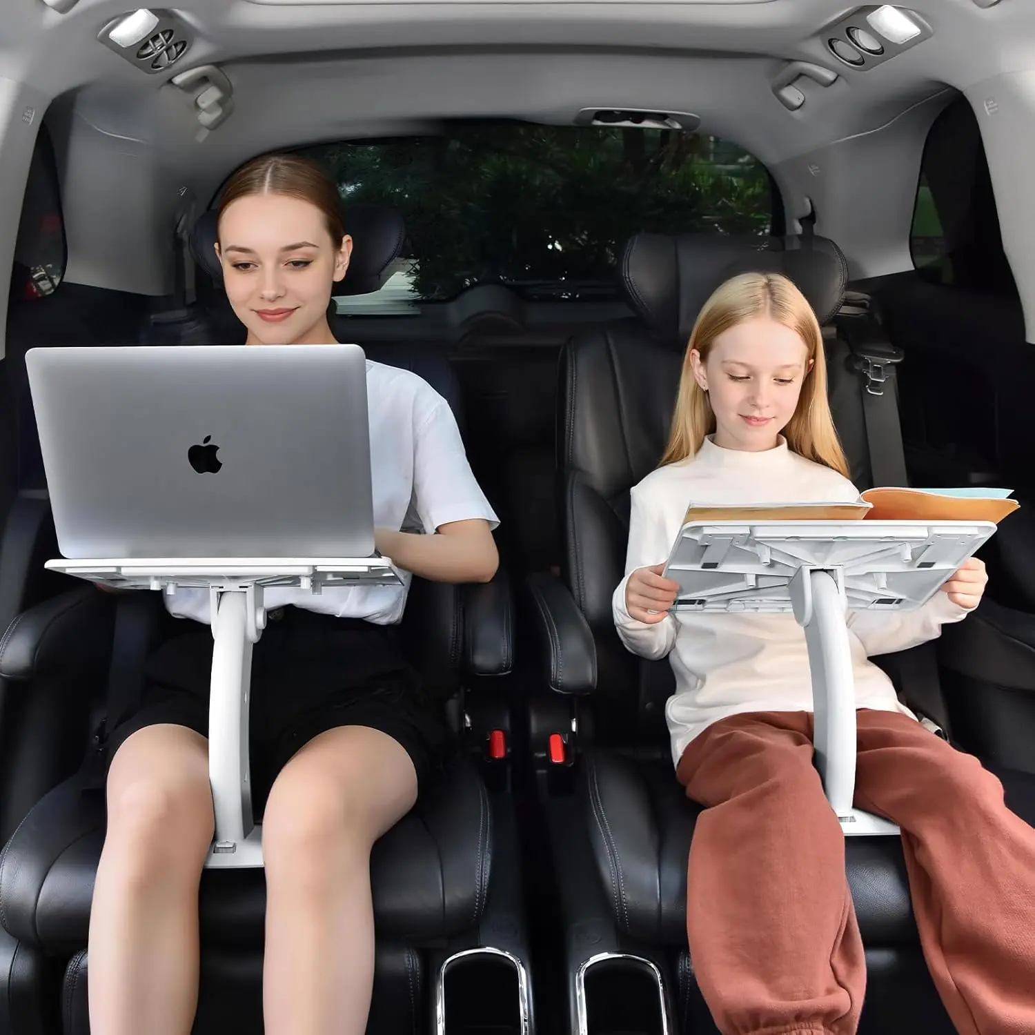 Car Seat Tray Table Adjustable Travel Tray Suitable for Children/Adults Car Lap Desk for Laptop Tablet Books Front Passenger/Back Passenger/Driver Seat Dining Long Distance Travel Essential Accessories