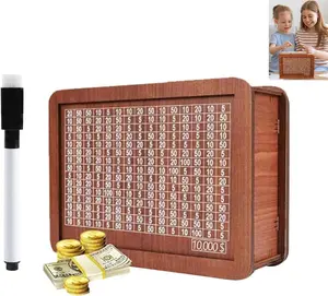 Wooden Cash Saver Money Box,Piggy Bank for Adults Kids, Cash Box Savings,Wooden Coin Bank for Boys and Girls, Adults Money Box with Counter for Savings Goal $10000 Best Gift for Friends($10000,Brown)