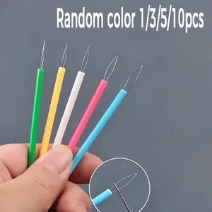 Plastic Thimble Set, Bright Color Cylindrical Needle Threader, Durable DIY Accessories, Ideal for Beading and Fine Threads, Perfect Gift