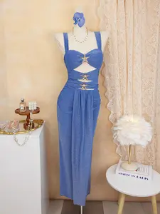 New Fashion One-Piece Swimsuit Skirt Set, Waist Cut-Out Design, Metal Starfish Accessory, Elegant Women's Sun Protection Suit, Cutout Swim Suit, High Waisted Swimsuit, Cutout Bathing Suits