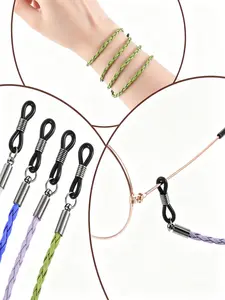 4pcs Leather Eyeglass Straps, Multicolor Eyewear Retainer Lanyards, Eye Glass Chain, Glasses String Holders, Fashion Accessory