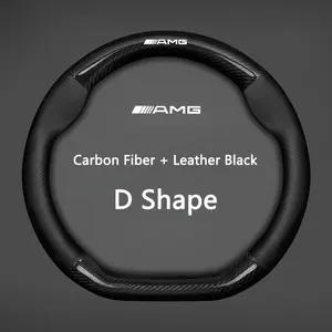 Carbon Fiber Leather Car Steering Wheel Cover Breathable Anti Slip Cover For Mercedes Benz AMG W240 W218 W219 W208 W209 W463 W46 W253 W292 W231 Auto Accessories