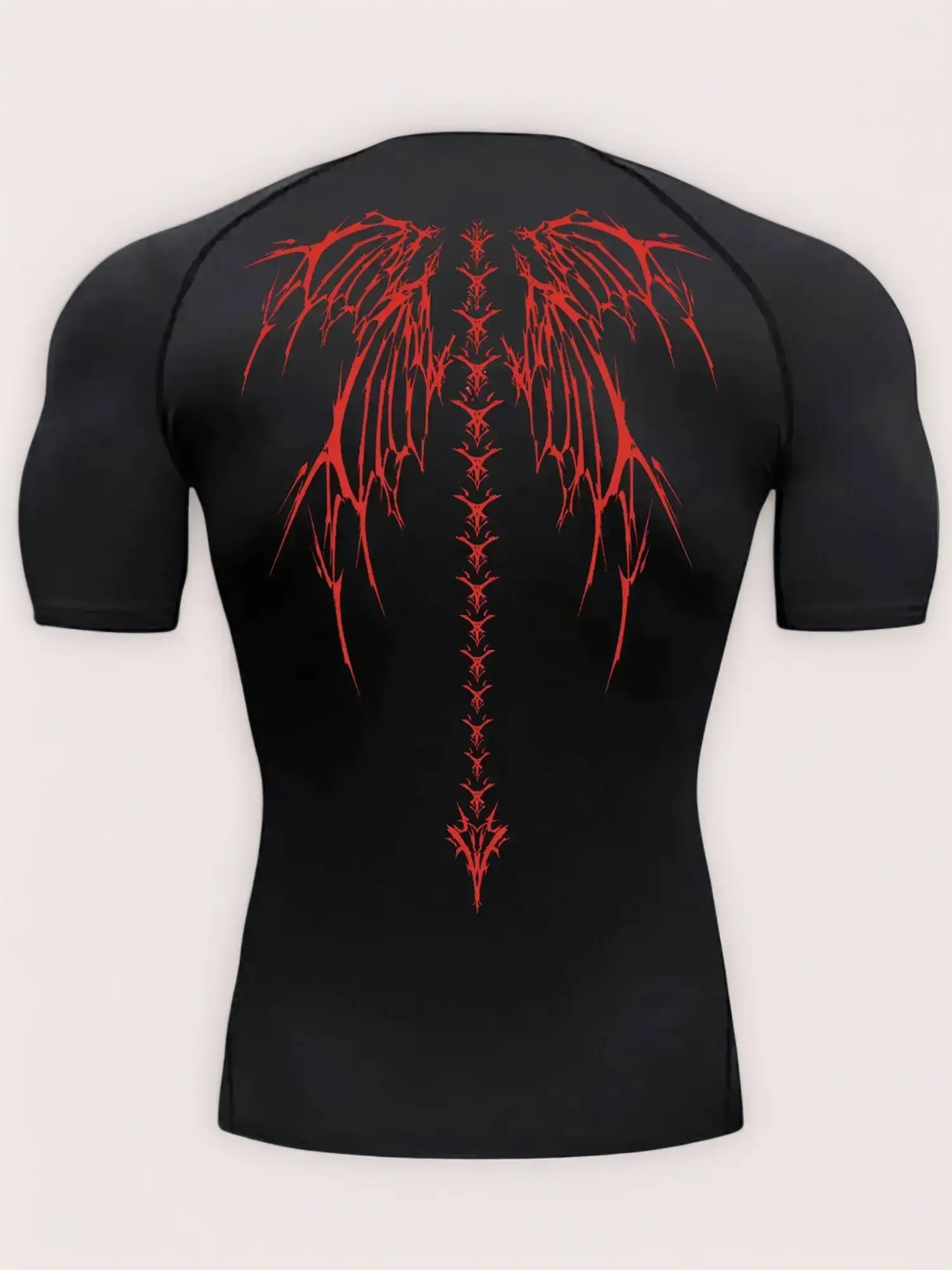 Men's Wing Print Compression Sports Tee, Quick Drying Breathable T-shirt, Mens Gym Clothes, Compression Shirts, Comfy Men's Sportswear for Outdoor Gym