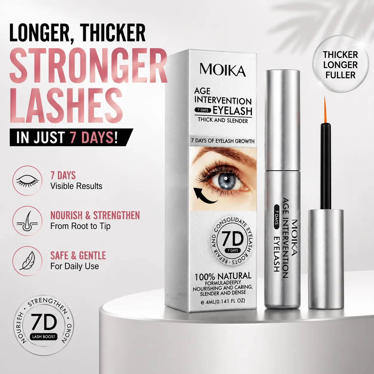 Lightweight Gentle Eyelash Growth Serum - Cosmetic Nourishing Enhancing Formula for Daily Care, Supports Fuller, Longer Lashes, Ideal for Women’s Beauty Routine, Mascara Complementary Product
