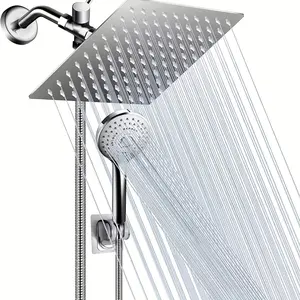 8 Inch Rain Shower Head with Handheld, High-pressure Shower Head Combo and 5 Settings Handheld Showerhead, Powerful Low-pressure Water Shower Spray