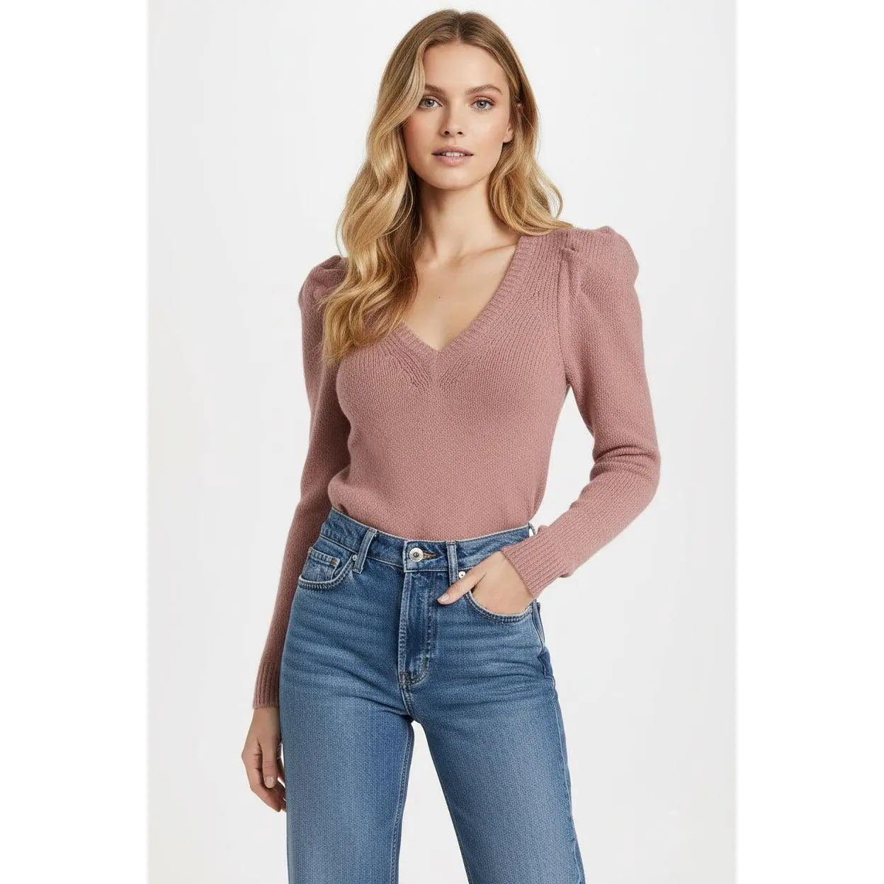 Women's Quiet Luxury V Neck Sweater in Baby Alpaca & Merino Wool, Lightweight Long Sleeve Pullover for a Leadership Meeting, Elegant, Knit, Knitwear, Solid, Basic, Fitted, Tops, Clothes, Casual, Denim, Regular Fit, Plain, Structured Without Stiffness