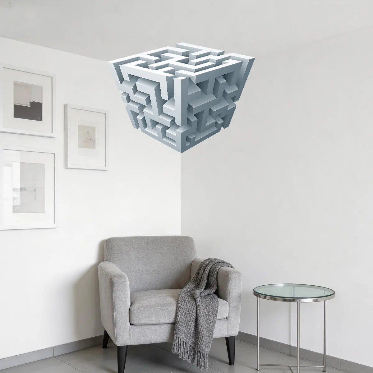 Self-Adhesive 3D Optical Illusion Cube Wall Sticker for Home Decor