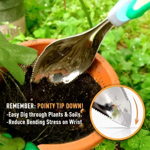 Jardineer 2Pack Garden Trowel, Stainless Steel Hand Shovel with Ergonomic Handle, Multi-Use Soil Scoops for Digging, Planting, Transplanting, Cultivating