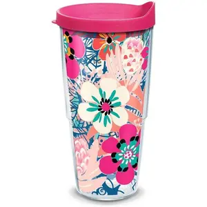 Bright Wild Blooms Fuschia Pink Lid 24 oz Tervis Tumbler