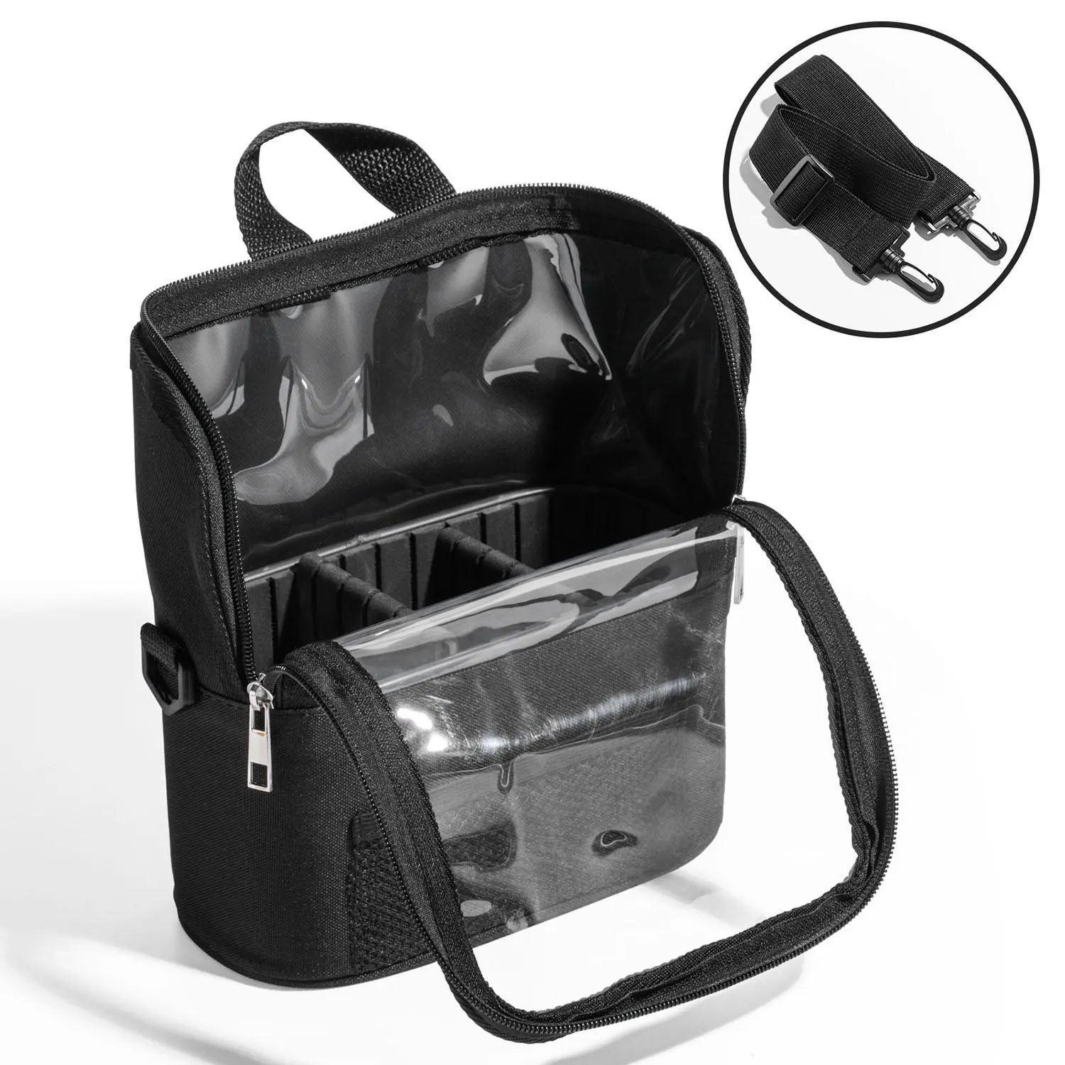 Makeup Brush Case Stand-up Makeup Cup Makeup Brush Holder Travel Professional Cosmetic Bag Artist Storage Bag Large Makeup Brush Bag with Adjustable Divider Durable