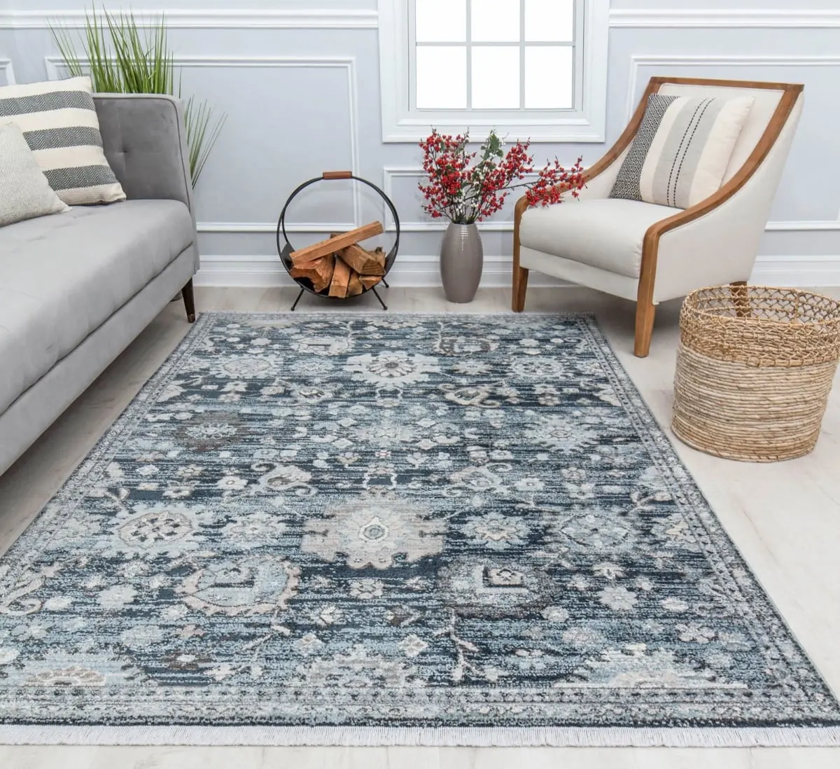 Rugs America RA30723 Super Soft Vintage Design Rug, 2 ft. 6 in. x 8 ft. Stratford AM10B Smoked Gray Abstract Black Area Rug, Super Soft Rug