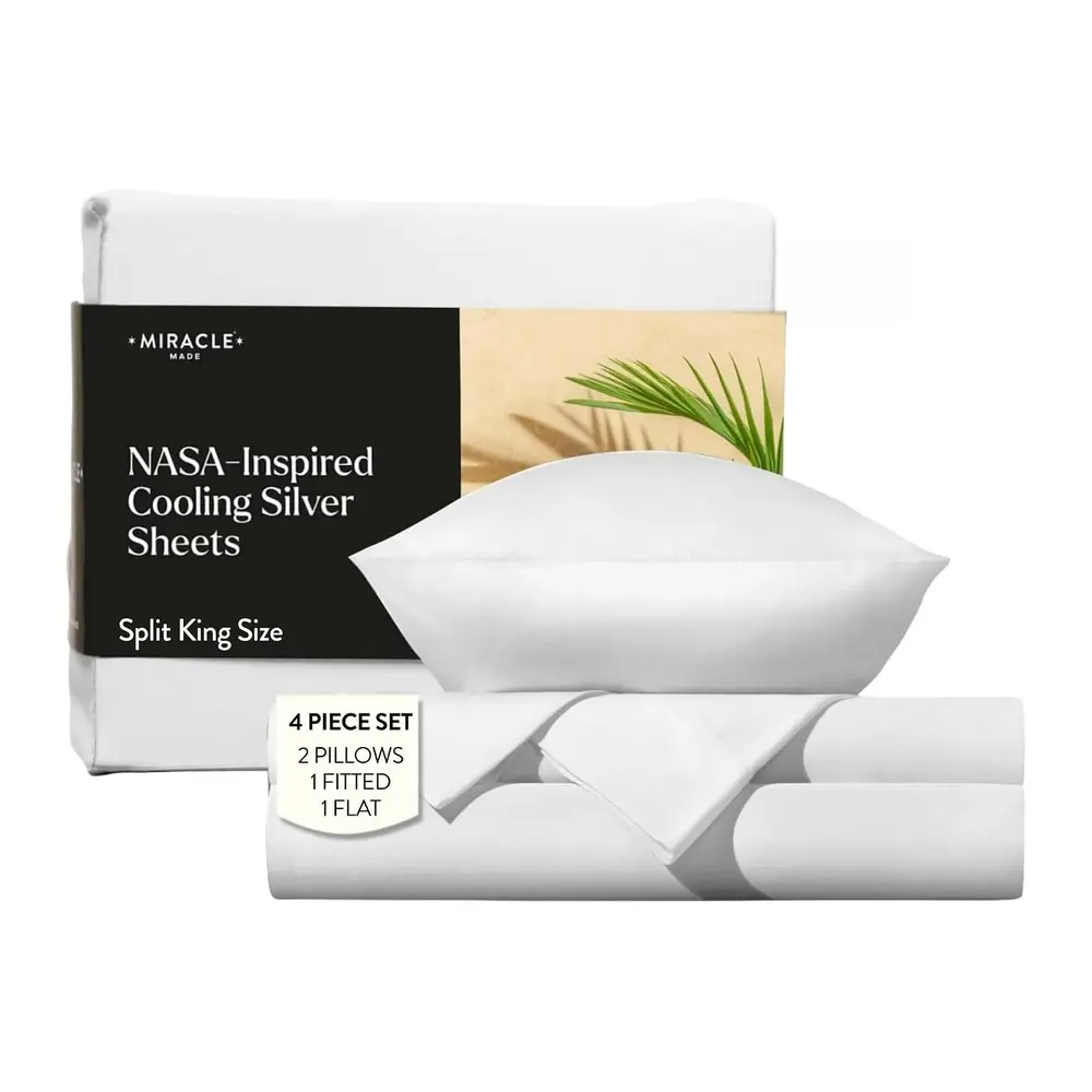100% Cotton Breathable Bed Sheet Set - 5-Piece Miracle Made, Silver-Treated, Soft, Lightweight, Bacteria Guard Fresh Sheets; Set Includes Core Bedding Components