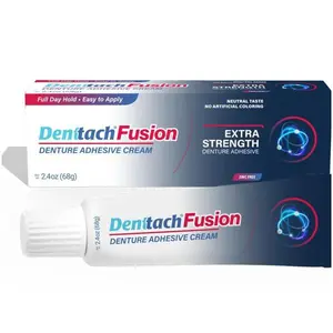 HOT 2026! Denttach Fusion Denture Adhesive, (Pack of 1) 2.4 Ounce, Ultra Strong Hold and Seal, Dental Adhesive Cream for Dentures and Partials, Zinc Free Denture Glue
