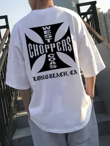 Men's Vintage West Coast Style Paul Walker Graphic T-Shirt, Loose-Fit Casual Tee for Summer, American Retro Kint Fabric