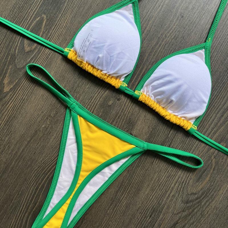 Brazil Flag Embroidery Bikini – New Letter Embroidered Swimsuit, Sexy Women’s Beach Swimwear