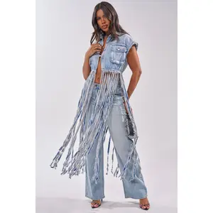 ROCK ON DENIM FRINGE TOP